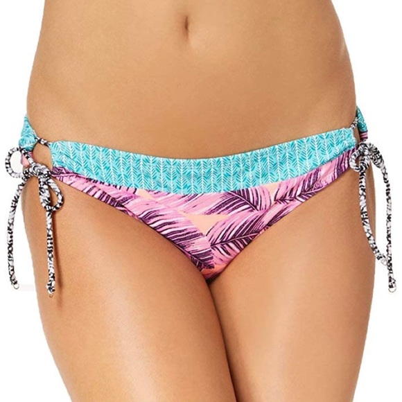 Small NWT Hula Honey Leaf Breeze Bikini Top & Bottoms Lace Up Front High Neck - Picture 3 of 13